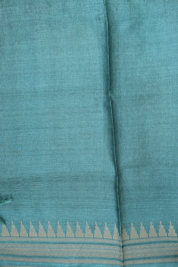 Tussar Silk Saree In Charcoal Grey With Elephant Printed Design