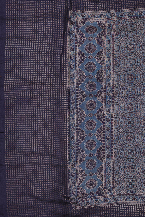 Tussar Silk Saree In Charcoal Grey With Floral Motifs