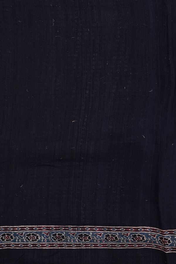 Tussar Silk Saree In Charcoal Grey With Floral Motifs