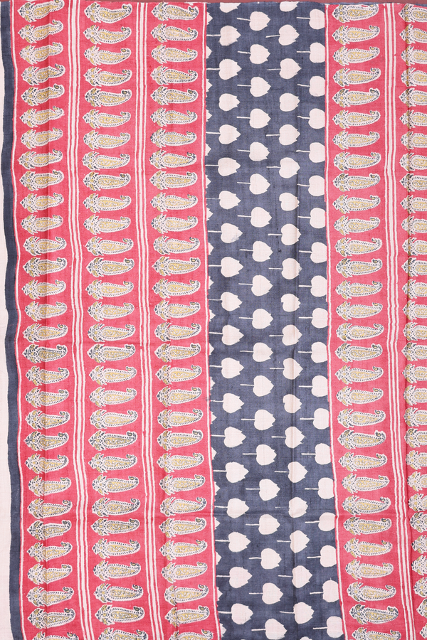 Tussar Silk Saree In Charcoal Grey With Printed Design