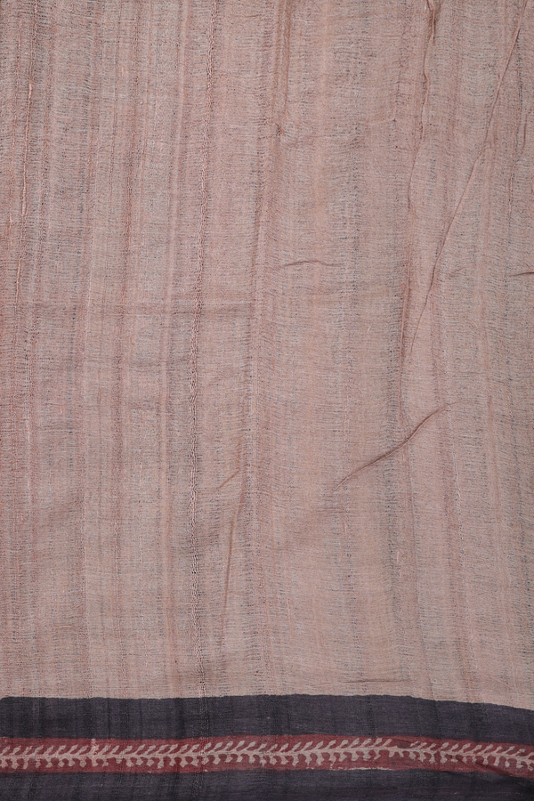 Tussar Silk Saree In Cocoa Brown With Checks Design