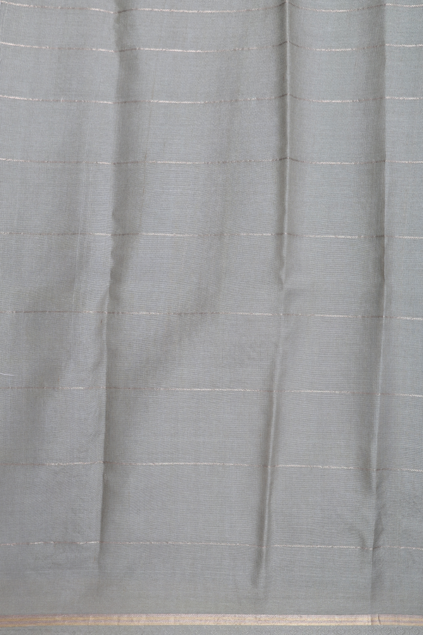 Tussar Silk Saree In Olive Grey With Floral design