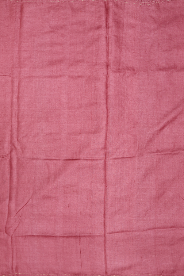 Tussar Silk Saree In Mulberry With Hand Embroidered Pallu