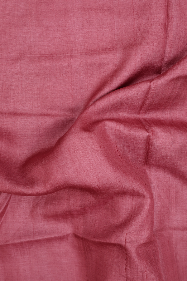 Tussar Silk Saree In Mulberry With Hand Embroidered Pallu