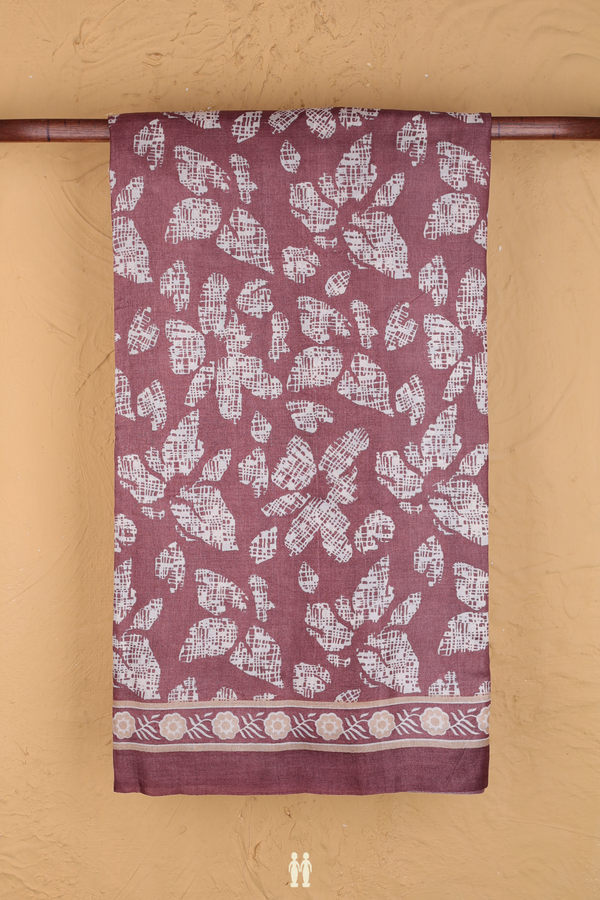 Tussar Silk Saree In Cocoa Brown With Printed Design