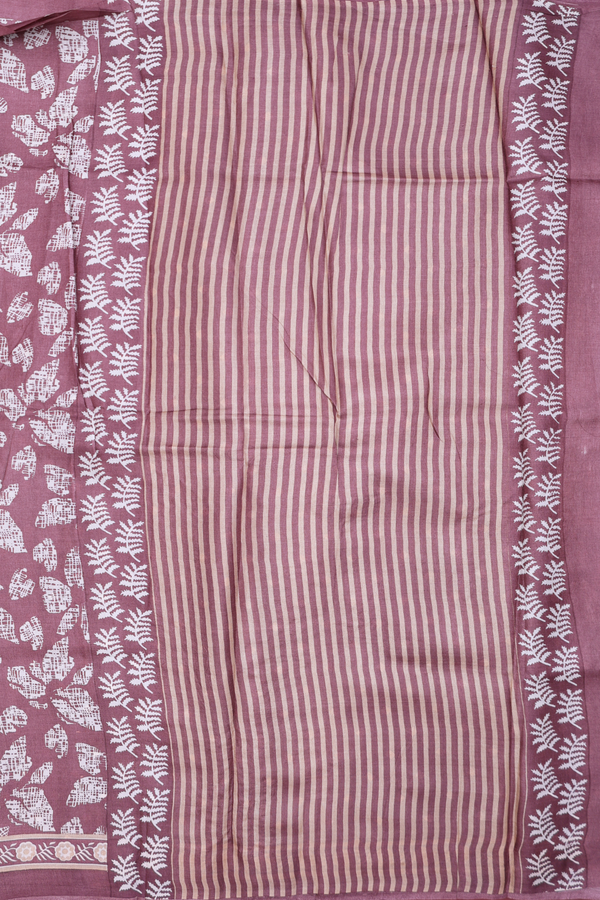 Tussar Silk Saree In Cocoa Brown With Printed Design