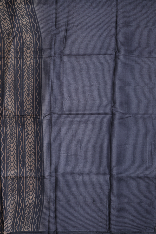 Tussar Silk Saree In Cocoa Brown With Printed Design