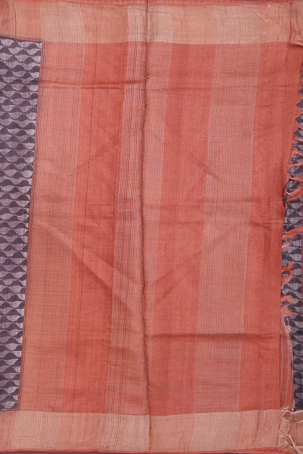 Tussar Silk Saree In Cocoa Brown With Printed Design