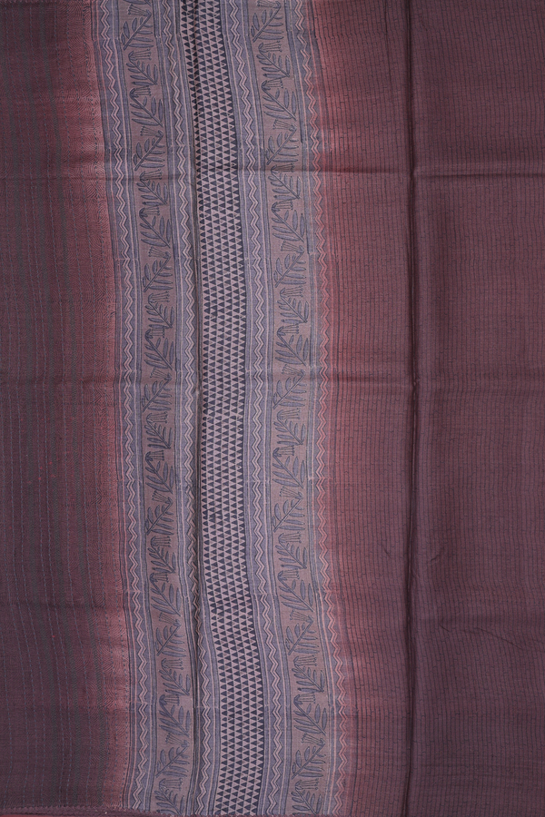 Tussar Silk Saree In Cocoa Brown With Printed Design