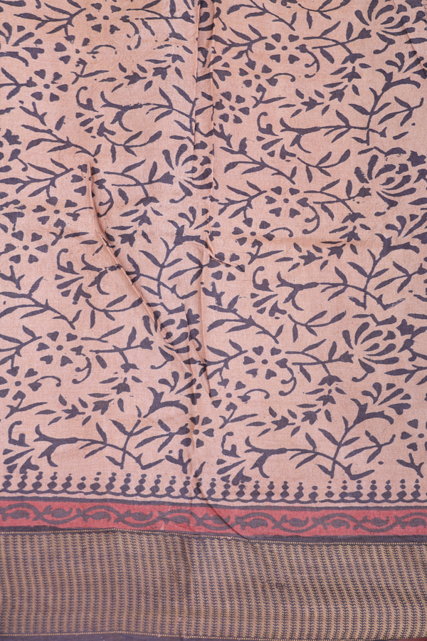 Tussar Silk Saree In Cocoa Brown With Printed Design