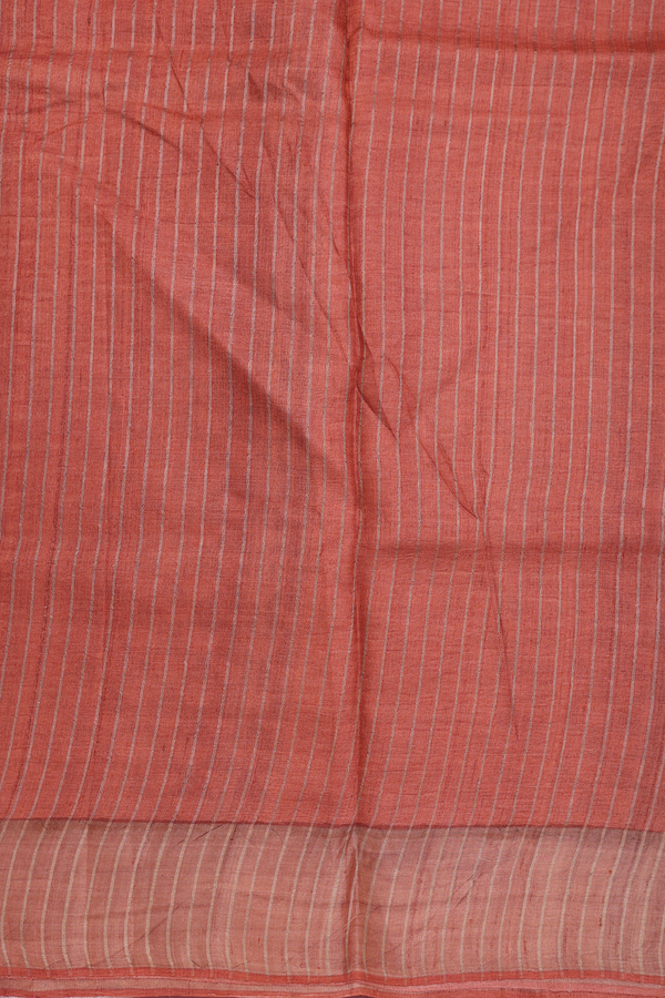 Tussar Silk Saree In Cocoa Brown With Printed Design