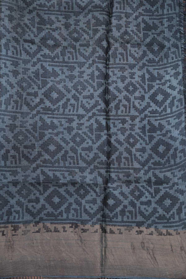 Tussar Silk Saree In Cocoa Brown With Printed Design