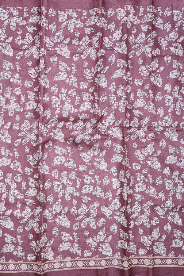 Tussar Silk Saree In Cocoa Brown With Printed Design