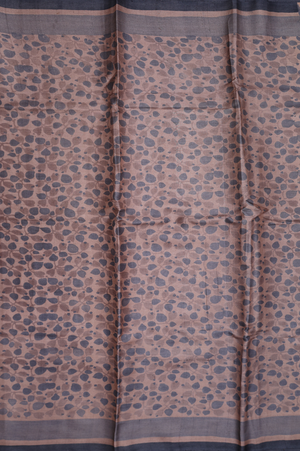 Tussar Silk Saree In Cocoa Brown With Printed Design