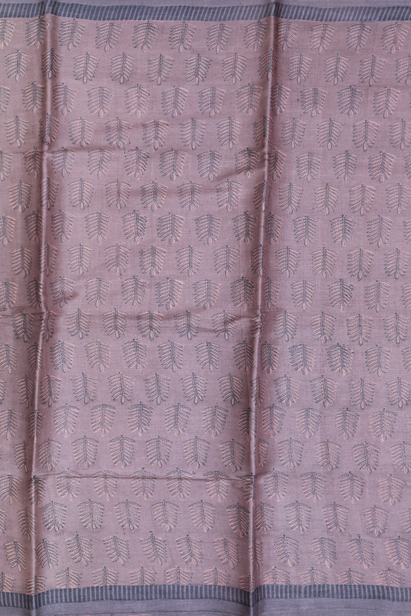 Tussar Silk Saree In Cocoa Brown With Printed Design