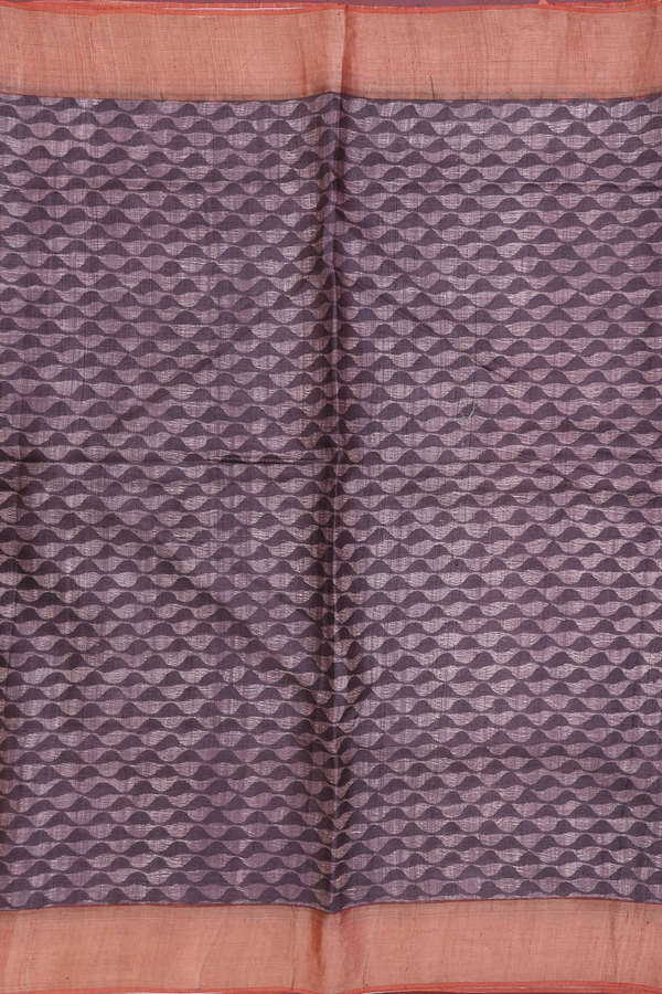 Tussar Silk Saree In Cocoa Brown With Printed Design