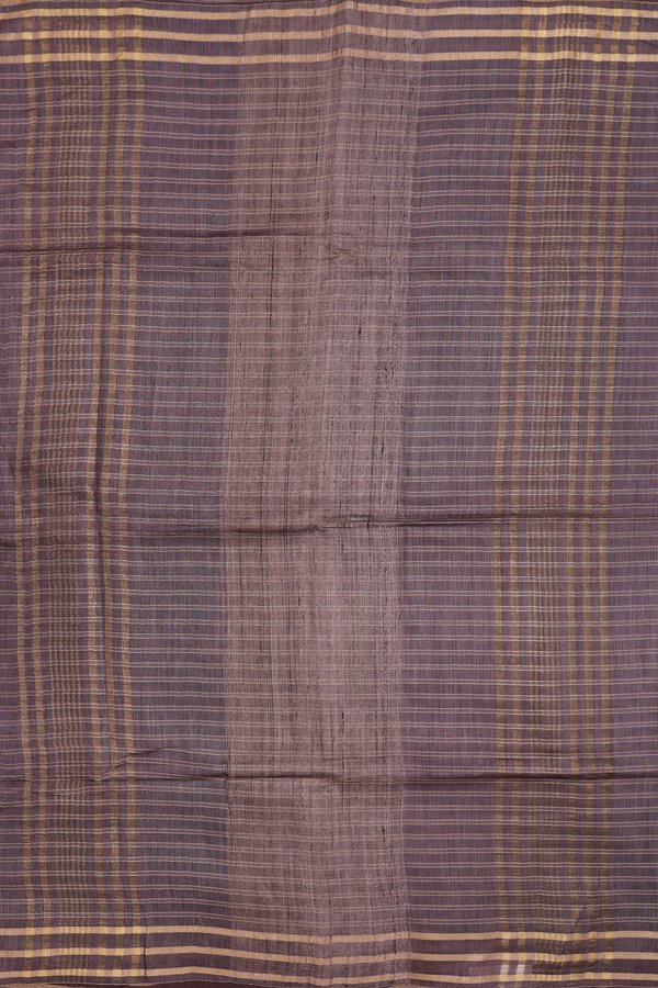 Tussar Silk Saree In Cocoa Brown With Stripes Design