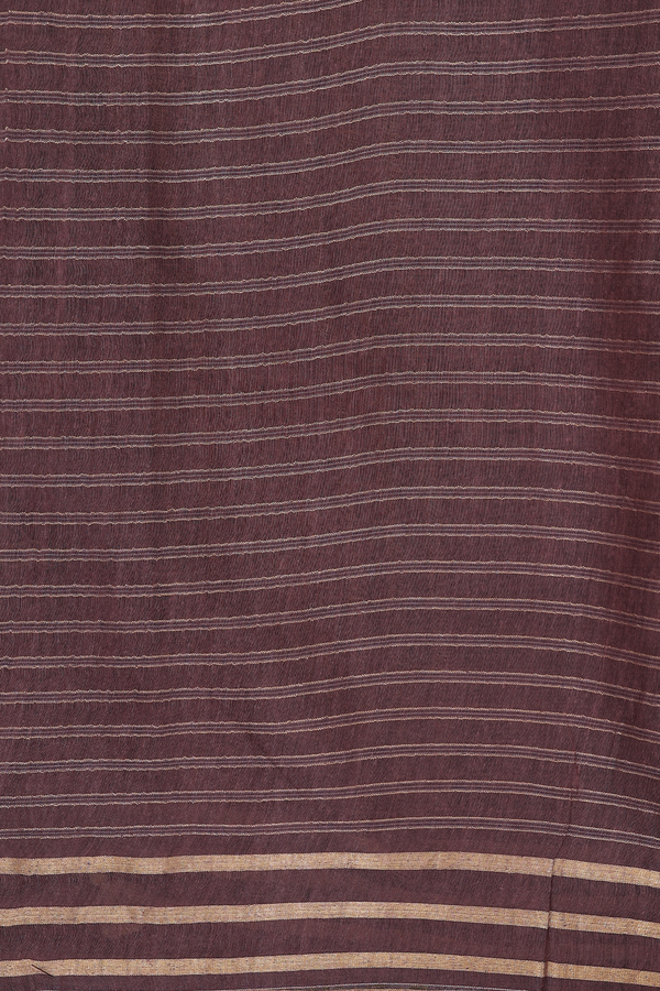 Tussar Silk Saree In Cocoa Brown With Stripes Design