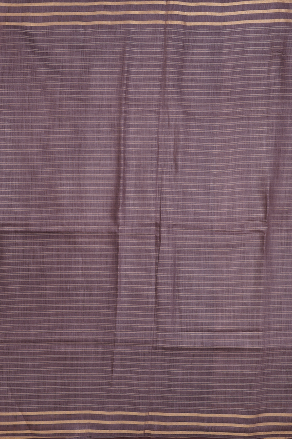 Tussar Silk Saree In Cocoa Brown With Stripes Design