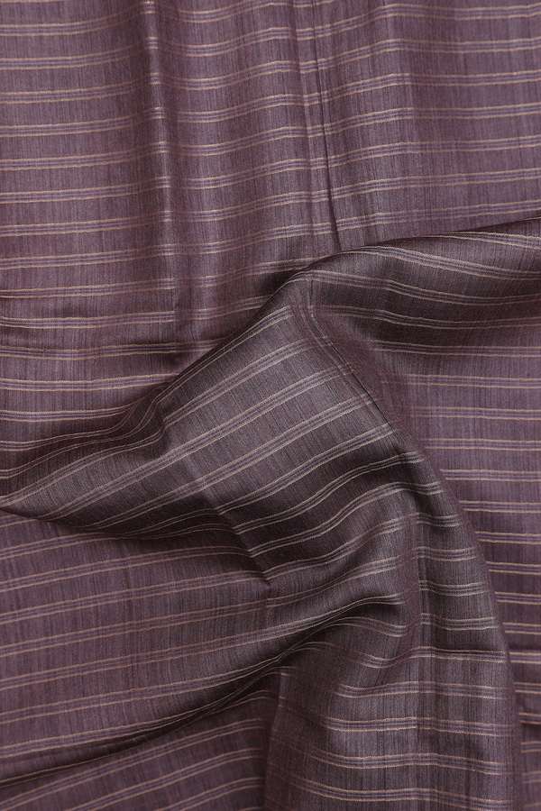 Tussar Silk Saree In Cocoa Brown With Stripes Design
