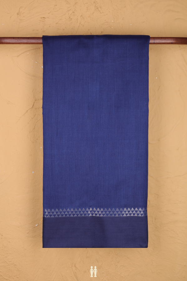 Tussar Silk Saree In Oxford Blue With Triangle Border