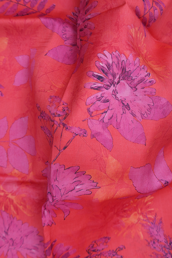 Tussar Silk Saree In Pink With Floral Design