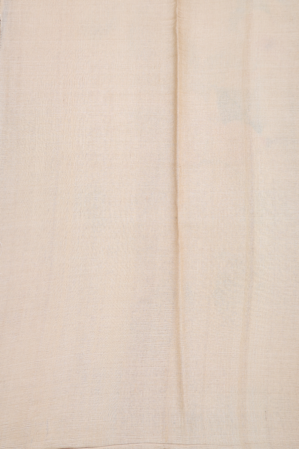 Tussar Silk Saree In Cream Color With Floral Design
