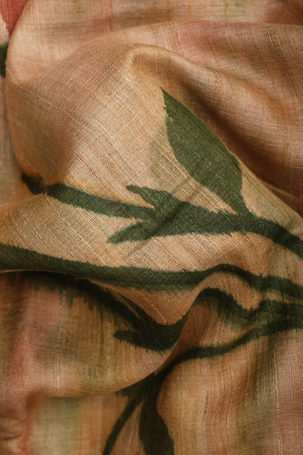 Tussar Silk Saree In Cream Color With Floral Printed Design