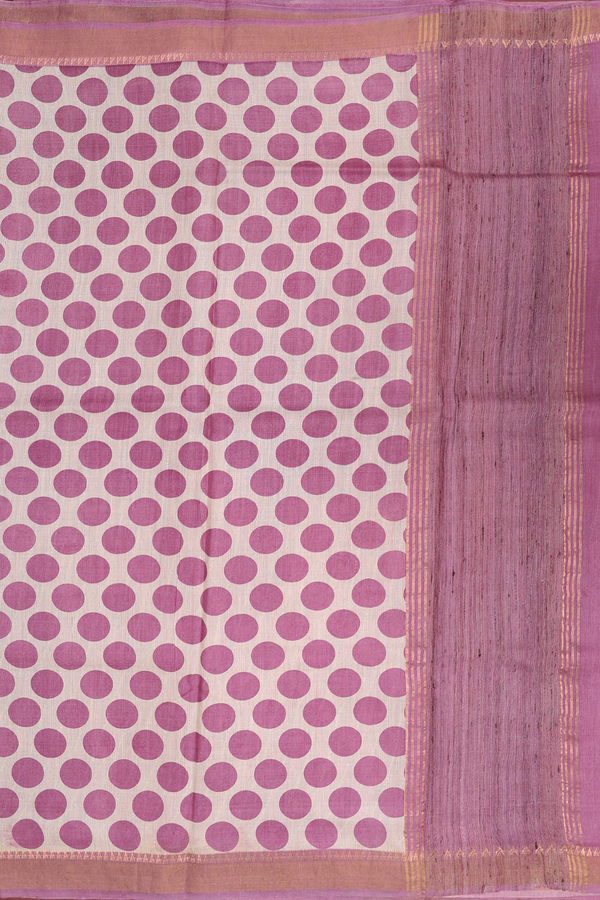 Tussar Silk Saree In Cream Color With Printed Buttas