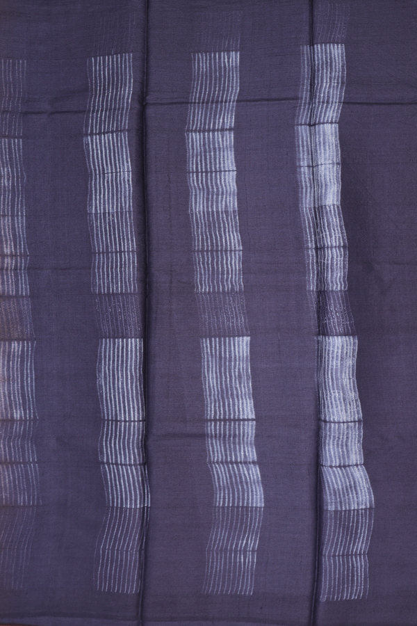 Tussar Silk Saree In Dark Brown With Shibori Design