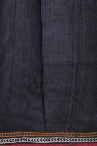 Tussar Silk Saree In Dark Grey With Floral Printed Design
