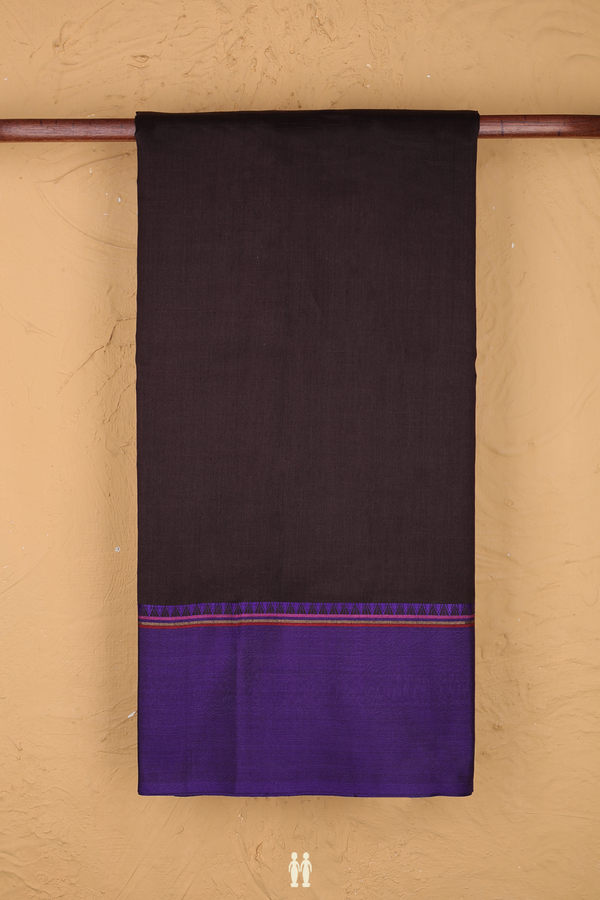Tussar Silk Saree In Dark Oak Brown With Contrast Border