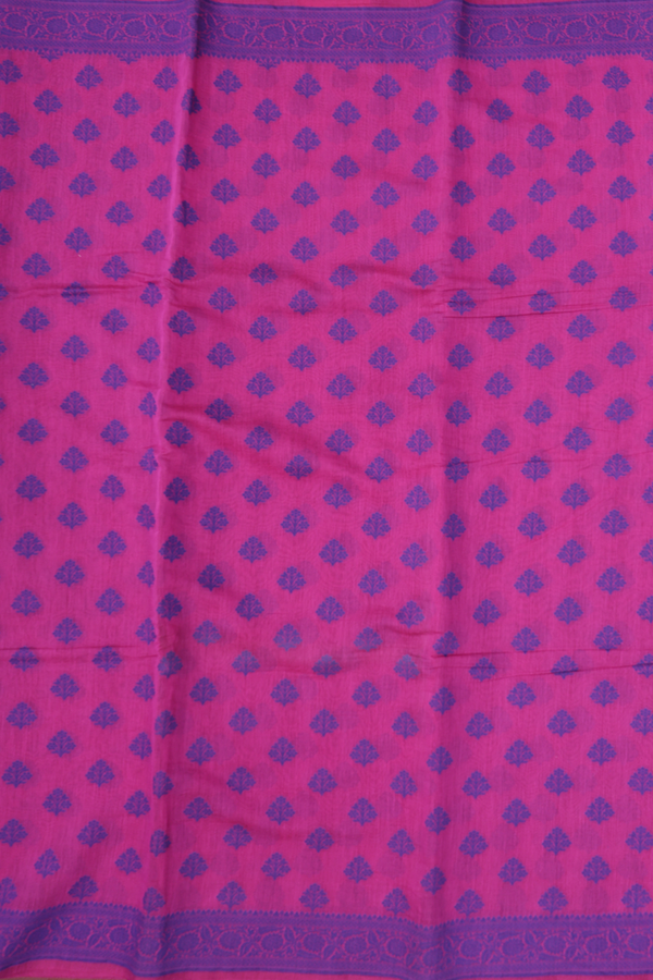 Tussar Silk Saree In Dark Pink With Threadwork Buttas