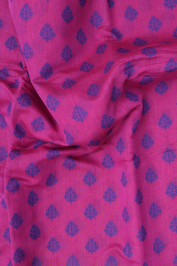 Tussar Silk Saree In Dark Pink With Threadwork Buttas