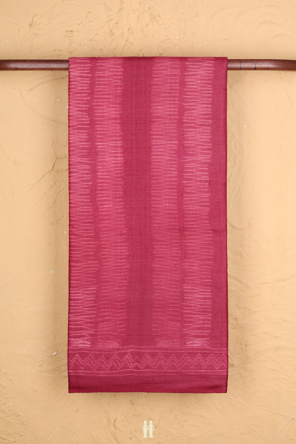 Tussar Silk Saree In Deep Mulberry With Shibori Design