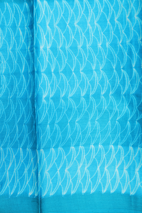 Tussar Silk Saree In Deep Sky Blue With Shibori Design