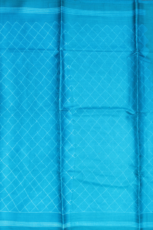 Tussar Silk Saree In Deep Sky Blue With Shibori Design