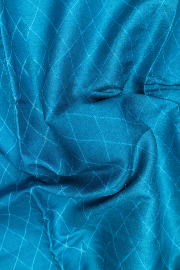 Tussar Silk Saree In Deep Sky Blue With Shibori Design