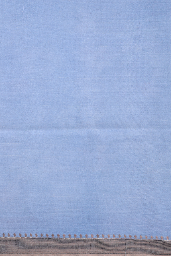 Tussar Silk Saree In Dusty Blue With Floral Design