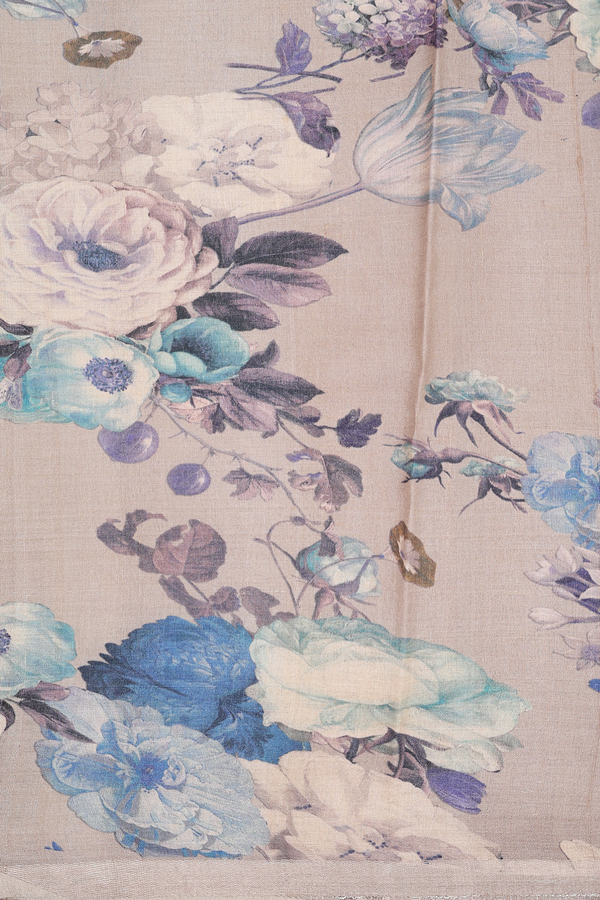 Tussar Silk Saree In Tan Grey With Floral Design