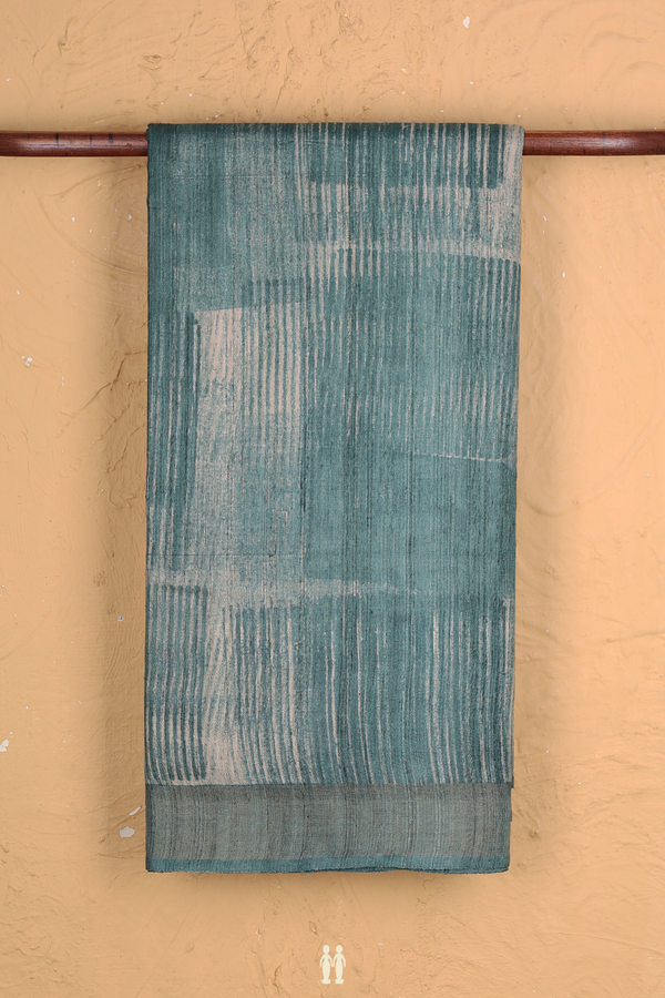 Tussar Silk Saree In Green With Printed Design