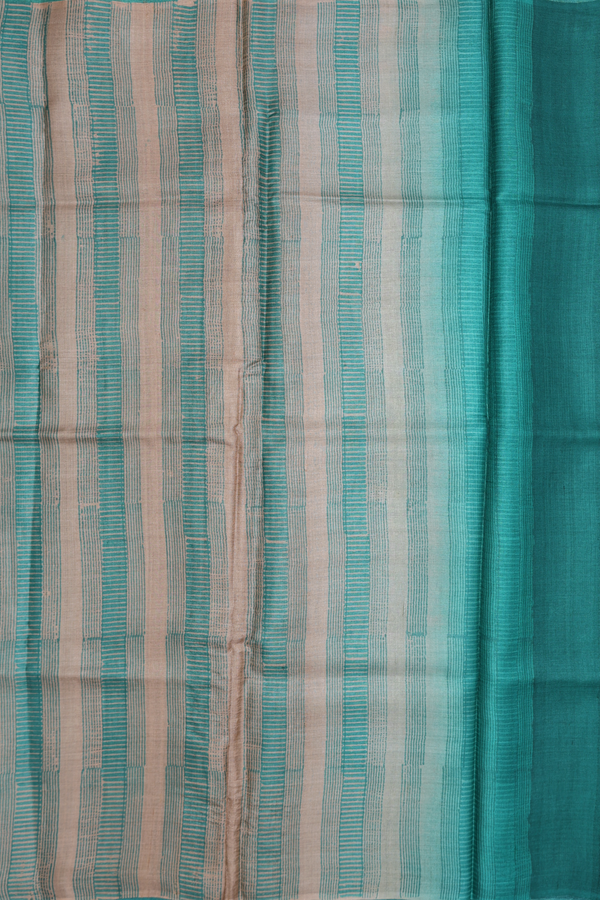 Tussar Silk Saree In Dusty Green With Printed Design