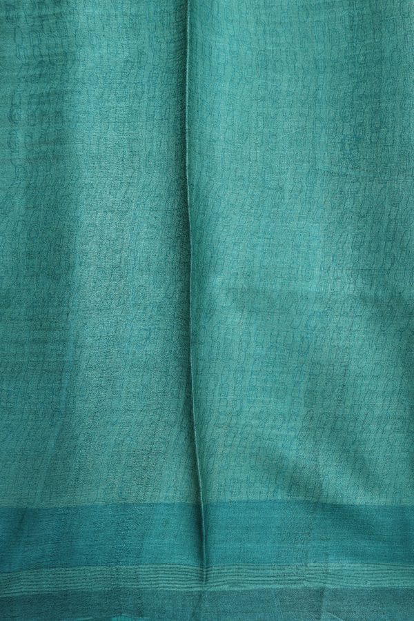 Tussar Silk Saree In Dusty Green With Printed Design