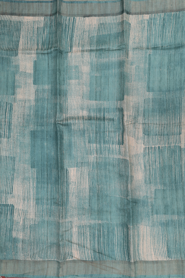 Tussar Silk Saree In Green With Printed Design