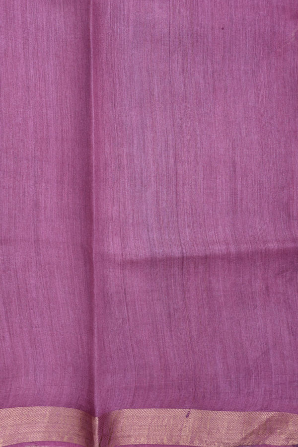 Tussar Silk Saree In Dusty Lavender With Floral Design