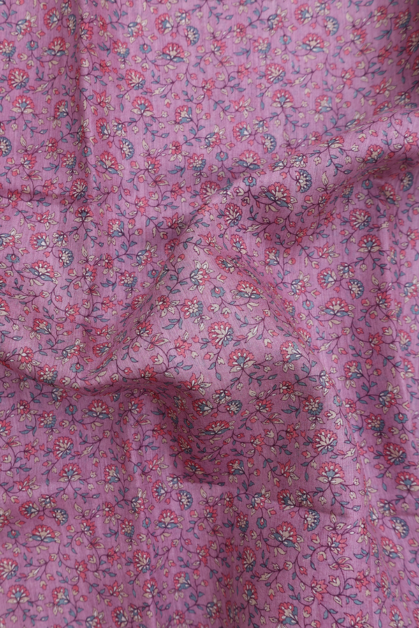 Tussar Silk Saree In Dusty Lavender With Floral Design