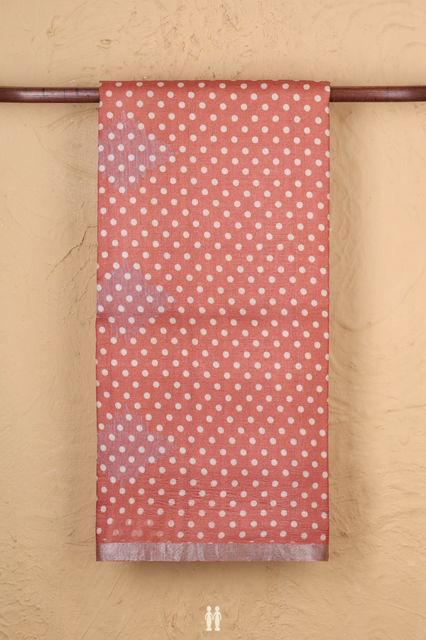 Tussar Silk Saree In Dusty Orange With Circle Design