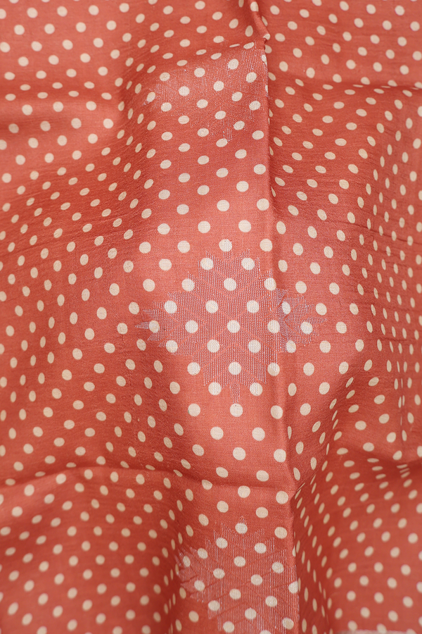 Tussar Silk Saree In Dusty Orange With Circle Design