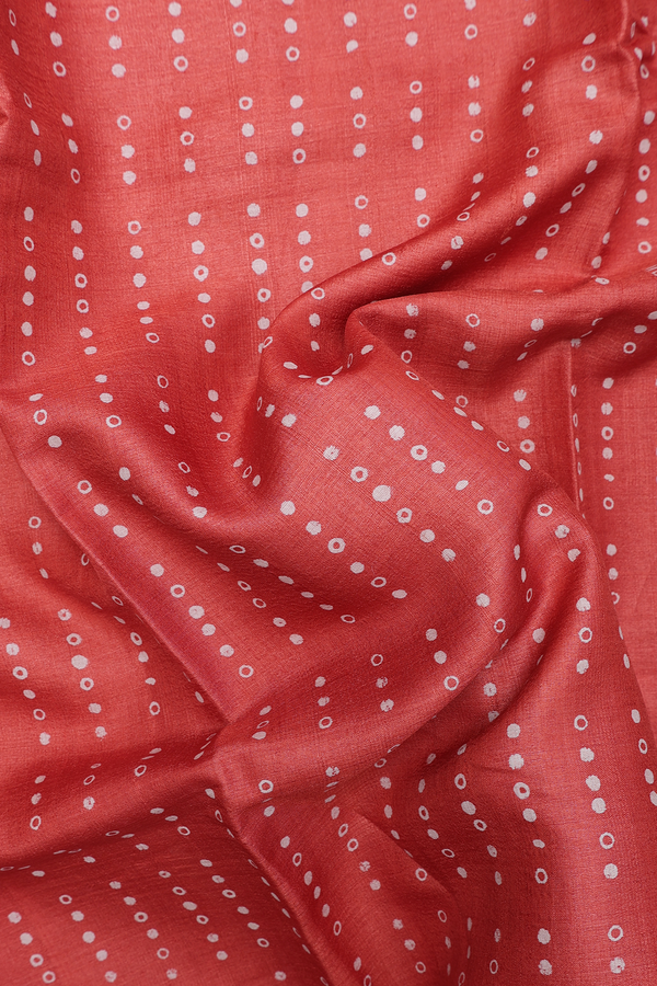 Tussar Silk Saree In Dusty Orange With Printed Design