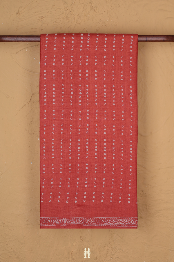 Tussar Silk Saree In Dusty Orange With Printed Design